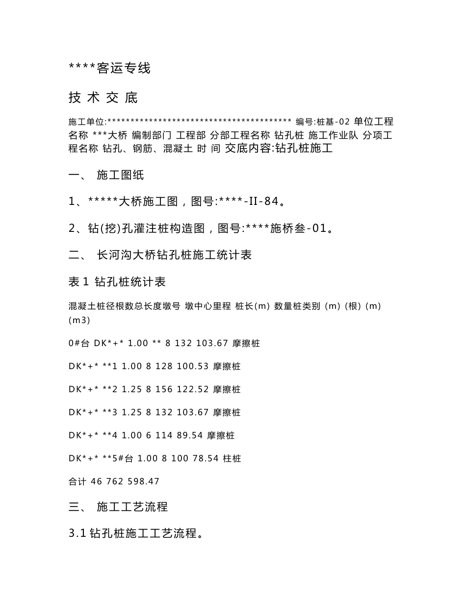 铁路客运专线桥梁桩基工程钻孔桩施工技术交底_第1页