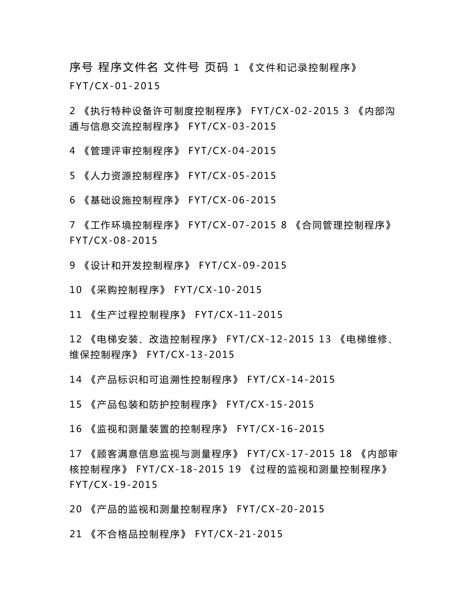 电梯有限公司质量保证体系文件电梯程序文件汇编_第2页