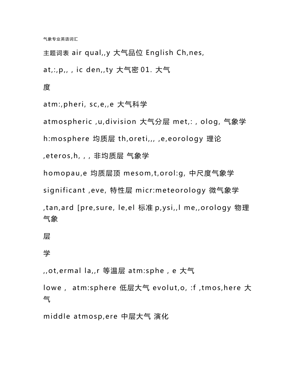 气象专业英语词汇_第1页