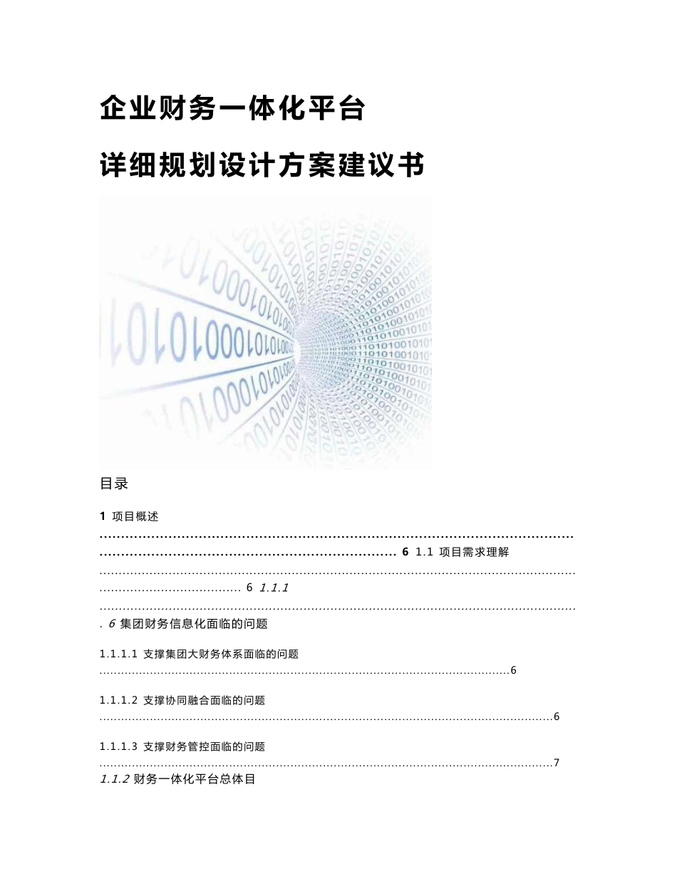 企业财务一体化平台详细规划设计方案建议书_第1页