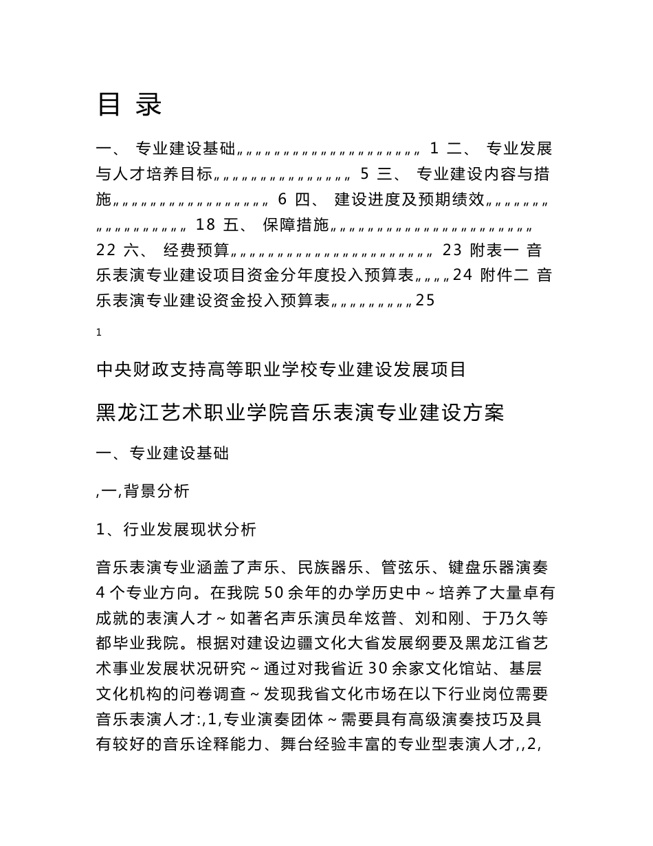 音乐表演专业建设方案.doc_第1页