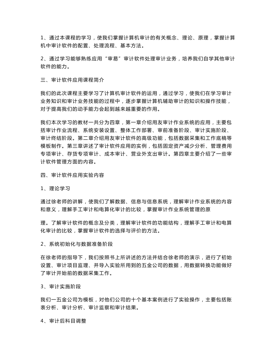 审计软件应用实习报告_第2页