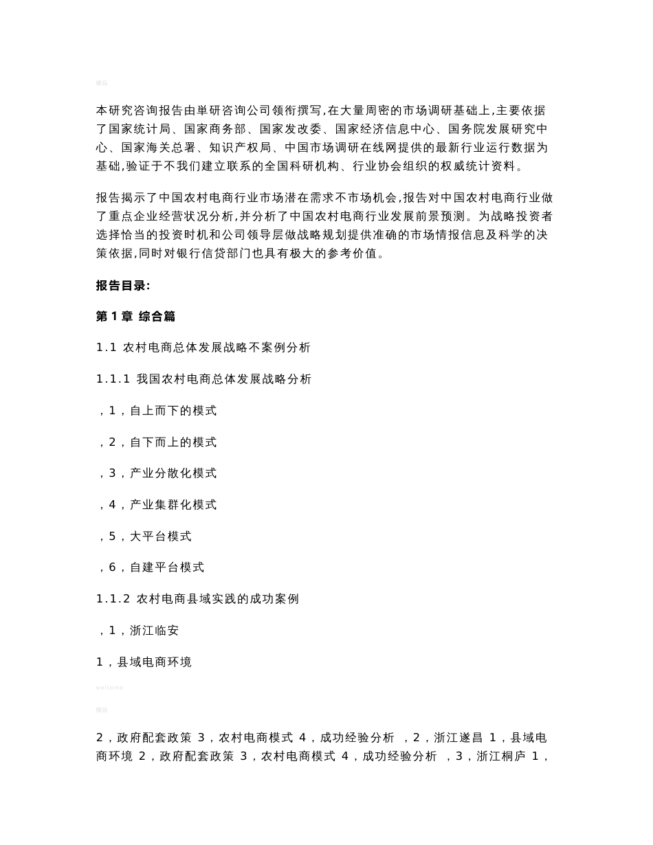 中国农村电商行业运行情况及发展趋势分析报告目录_第2页