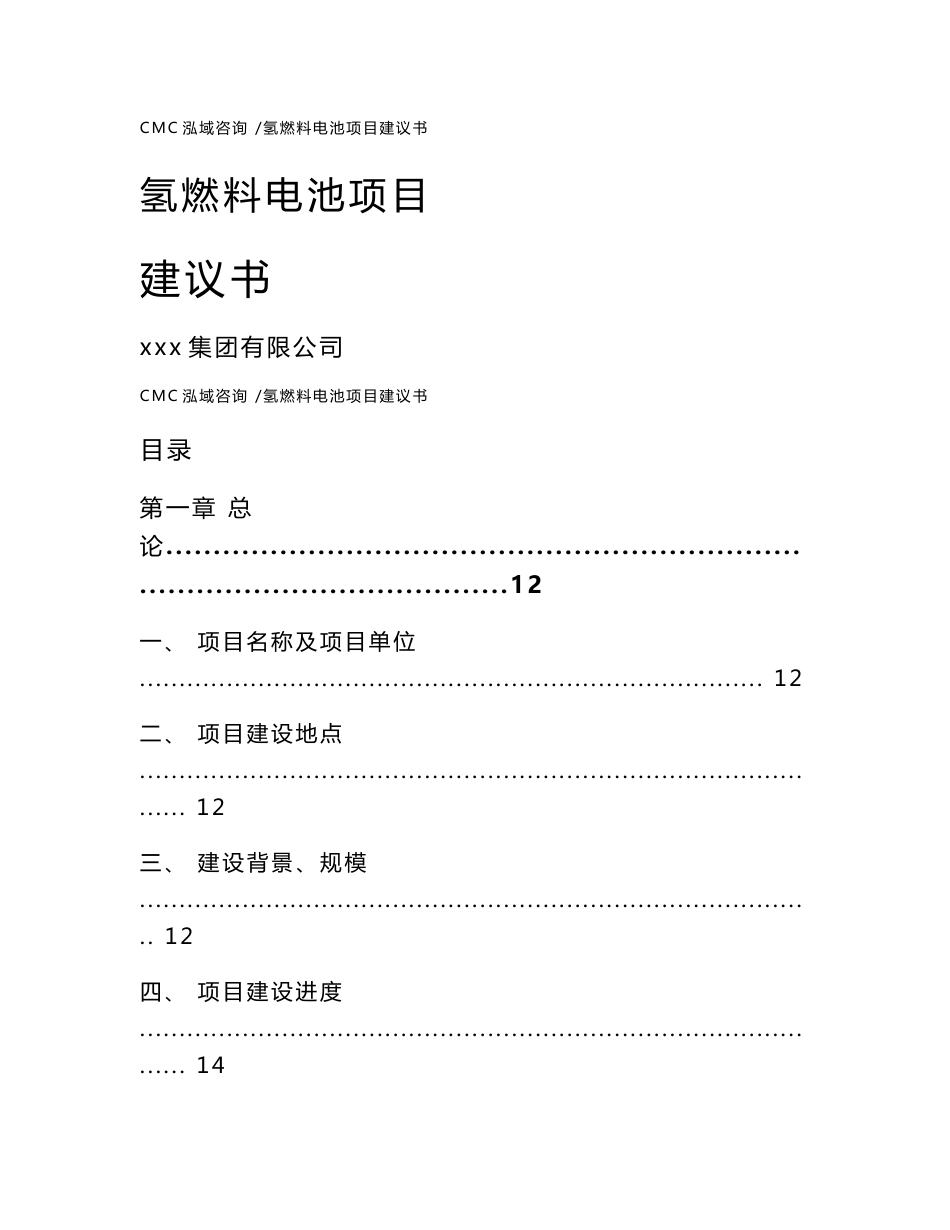 氢燃料电池项目建议书（范文）_第1页