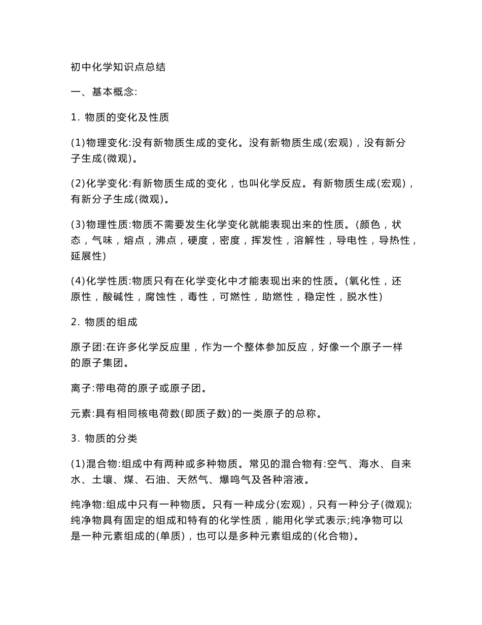 初中化学知识点总结_第1页