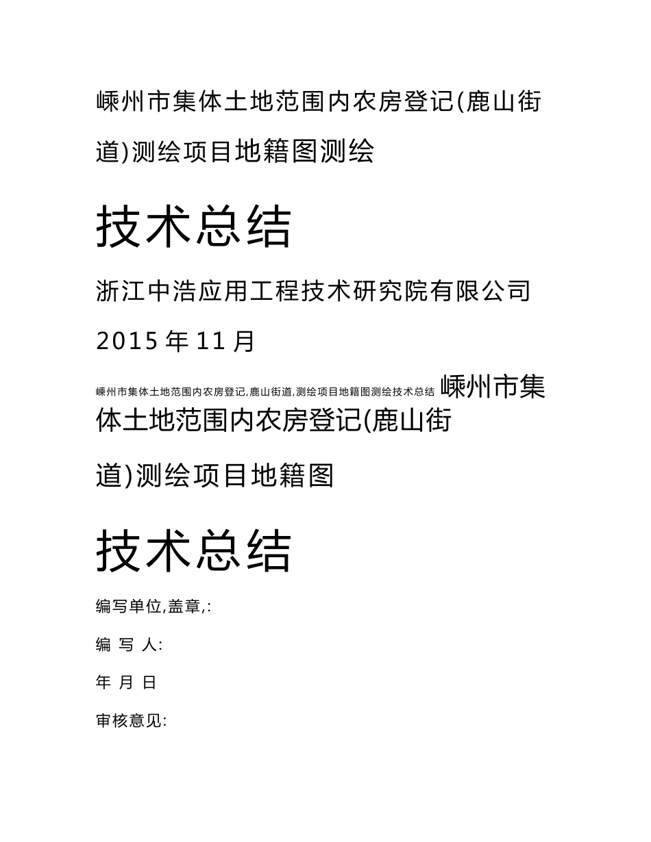 嵊州市测绘项目技术总结-嵊州_第1页