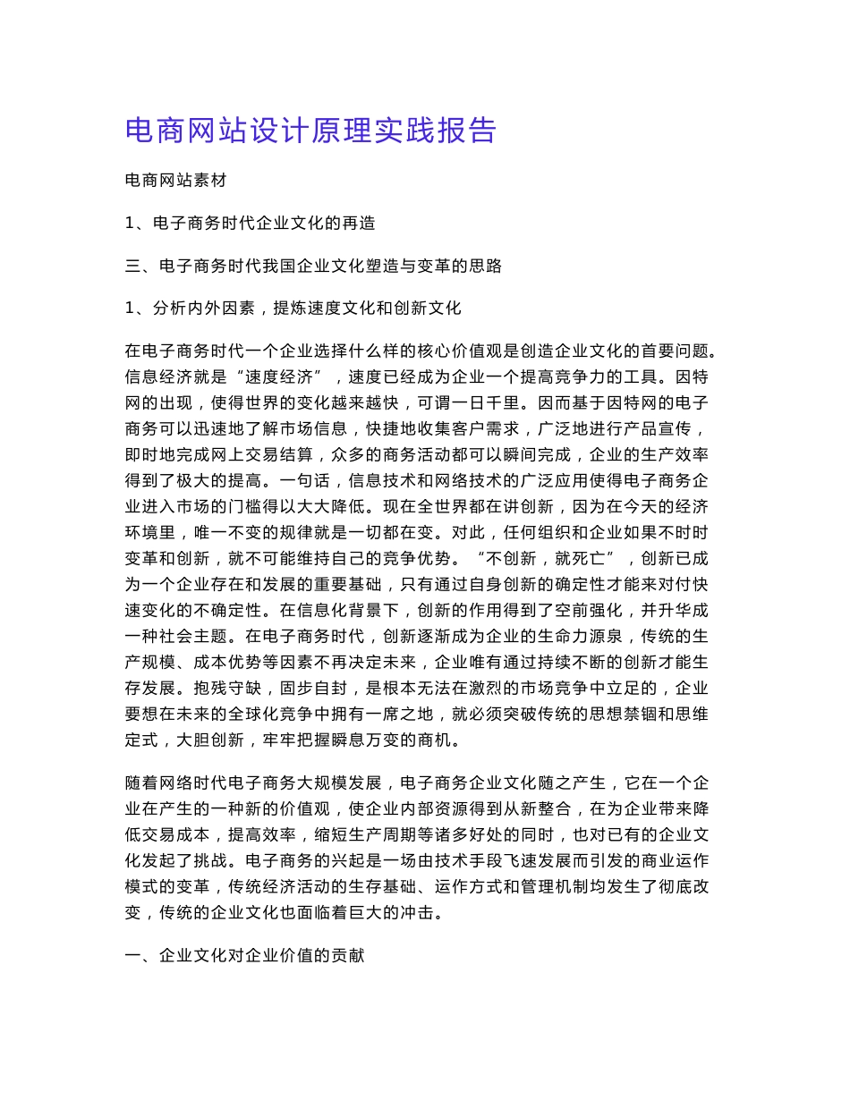 电商网站设计原理实践报告_第1页