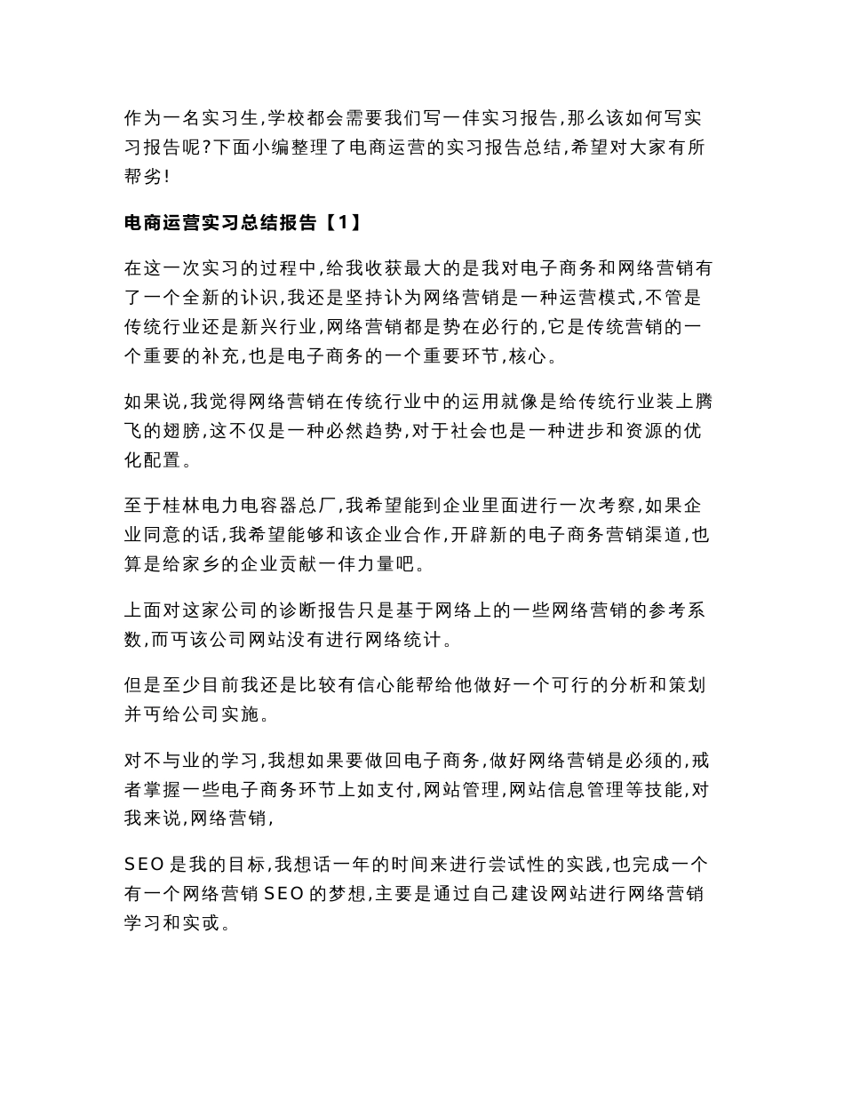 电商运营实习总结报告（工作总结范文）_第3页
