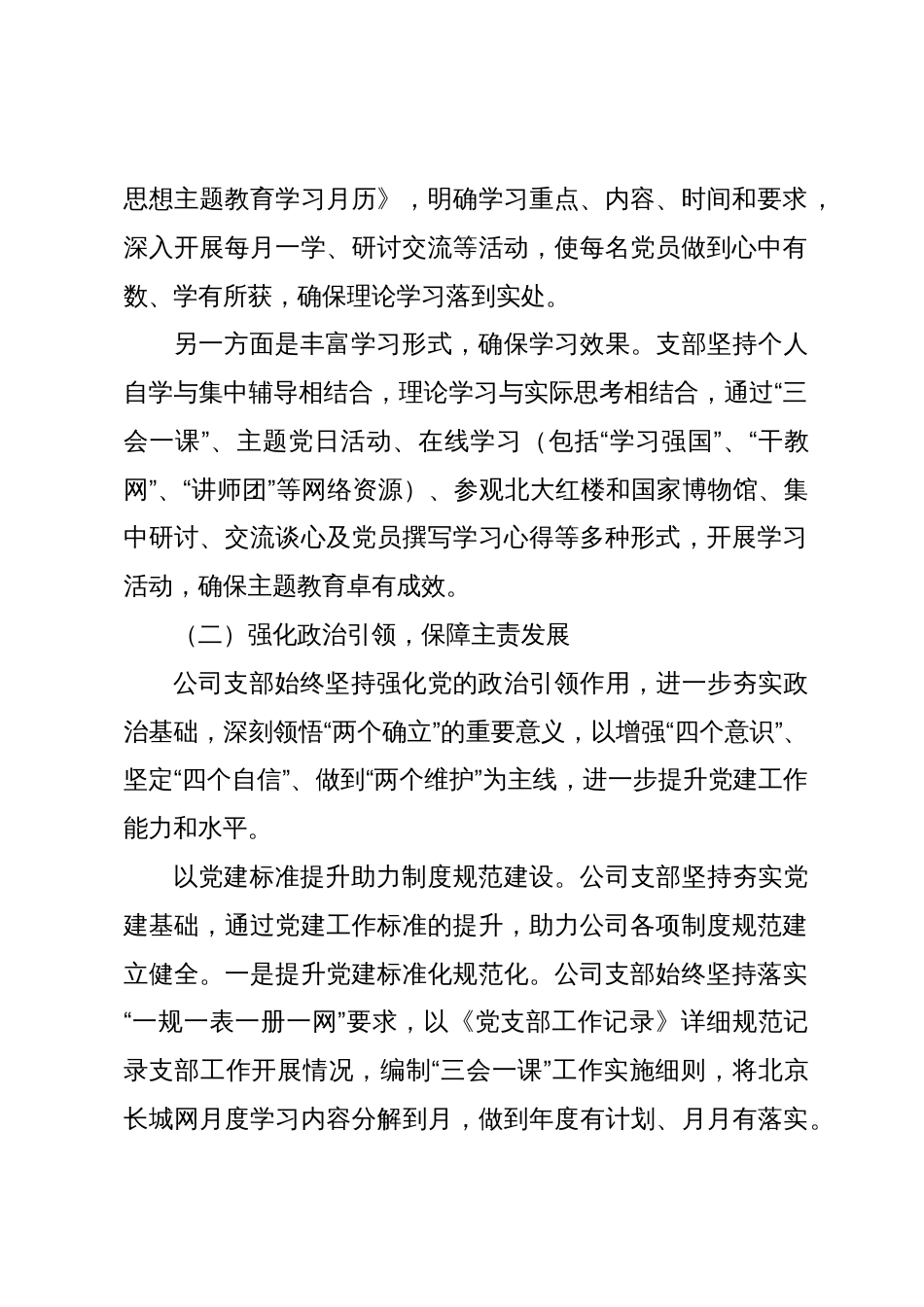 国企公司党支部2023年-2024度全面从严治党（党建）工作报告_第2页