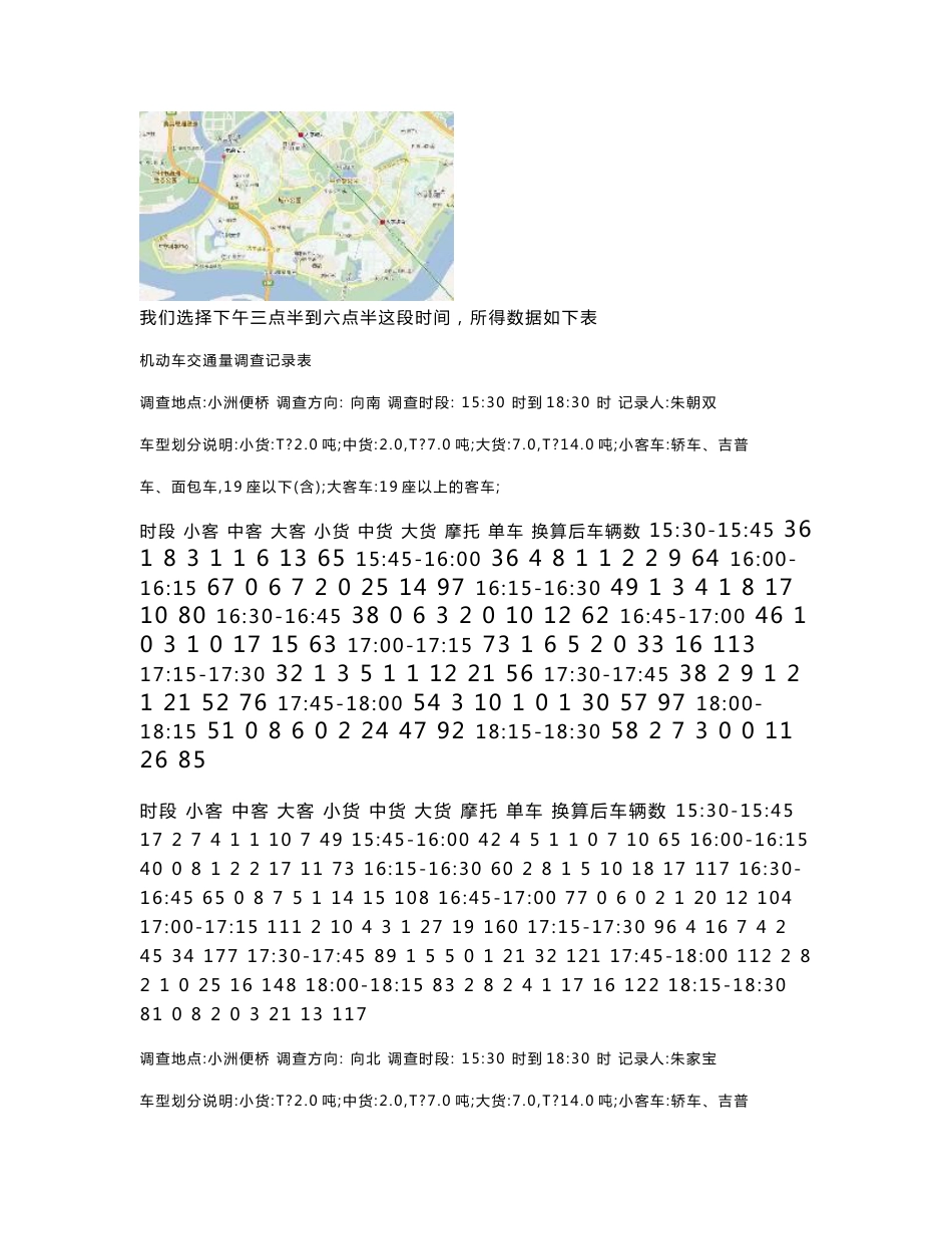 交通调查资料 《道路交通量、车速调查与分析》实验报告_第2页
