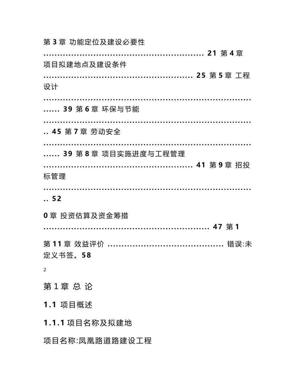 凤凰路道路建设项目可行性研究报告_第2页