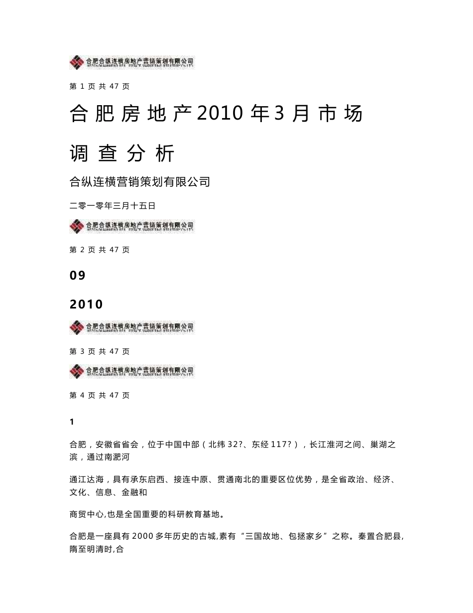 合肥2010年房地产市场调查报告_第1页