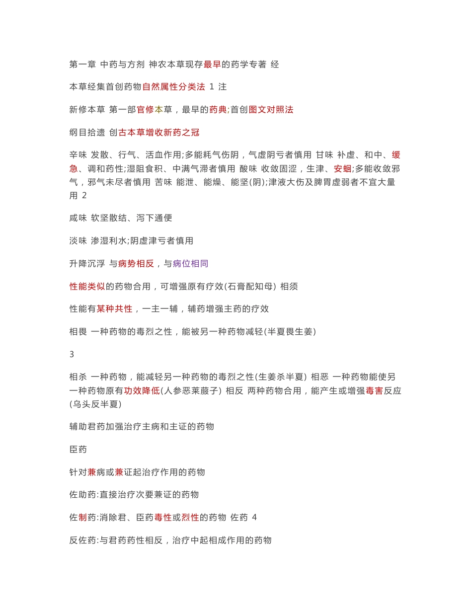 2018年执业药师考试中药专业知识一考点汇集_第1页