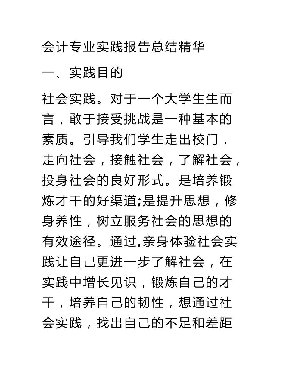 会计专业实践报告总结精华_第1页