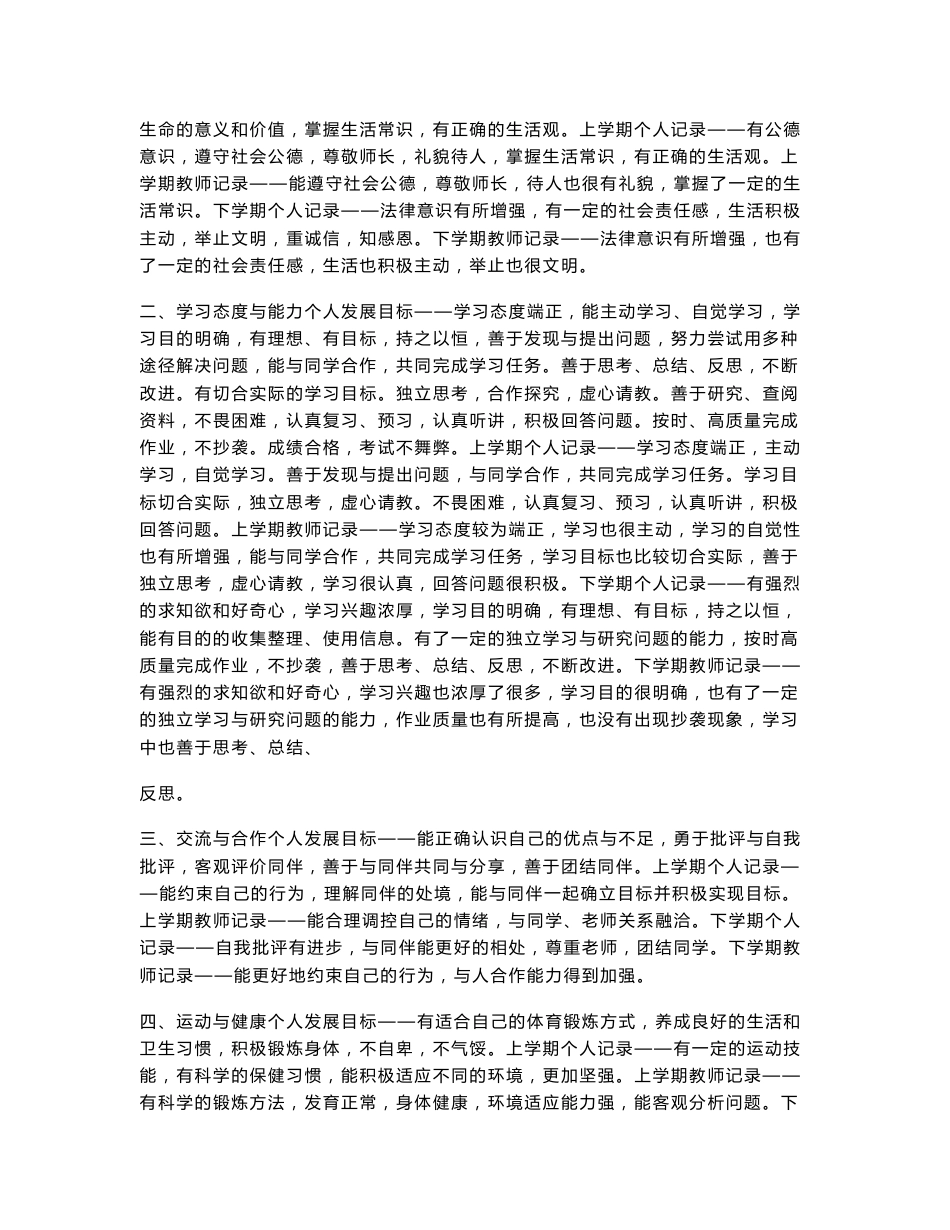 云南省普通初中学生成长记录手册_第3页