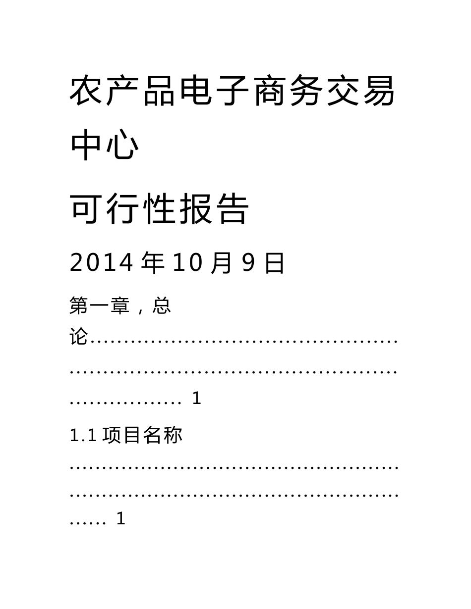 农产品电子商务交易中心项目可行性研究报告_第1页