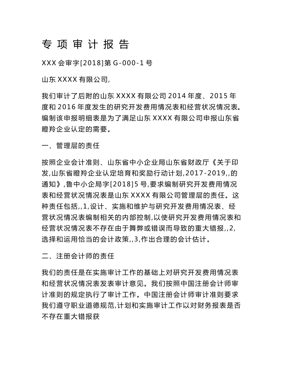 山东省瞪羚企业专项审计报告_第1页