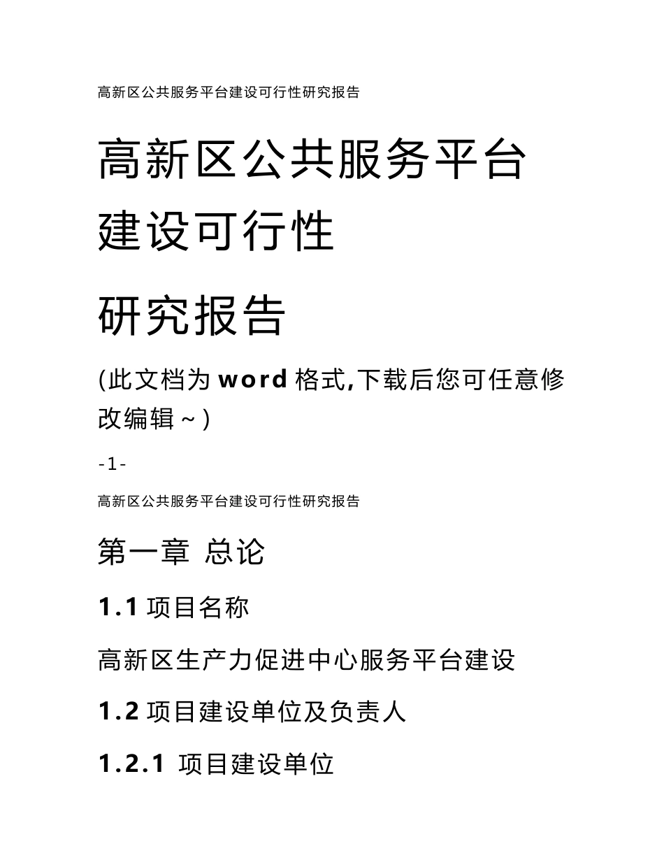 高新区公共服务平台建设可行性研究报告_第1页