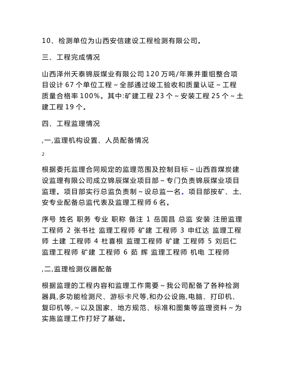 锦辰煤业项目工程监理单位质量评估报告.doc_第3页