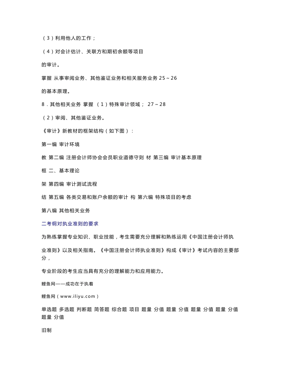 2010备考[CPA]【注册会计师】考试《审计》预习讲义汇总—目录版（1-28章）全_第3页