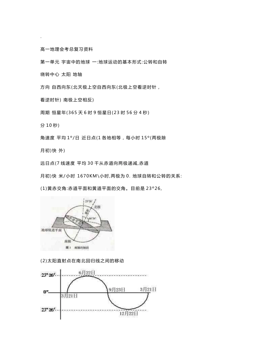 高中地理知识点总结【必修一 必修二 必修三 必修四 选修五】_第1页