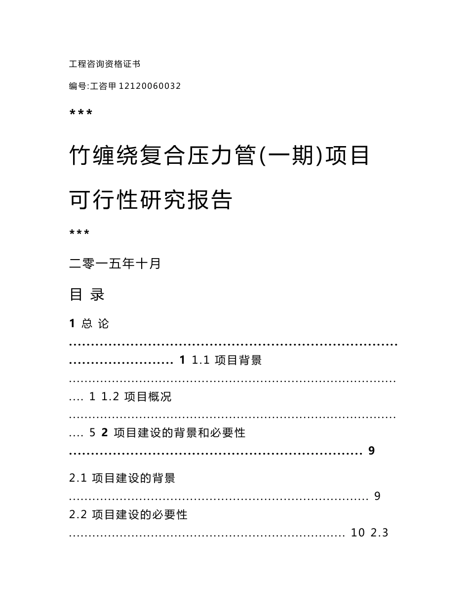 竹缠绕复合压力管项目可行性研究报告_第1页