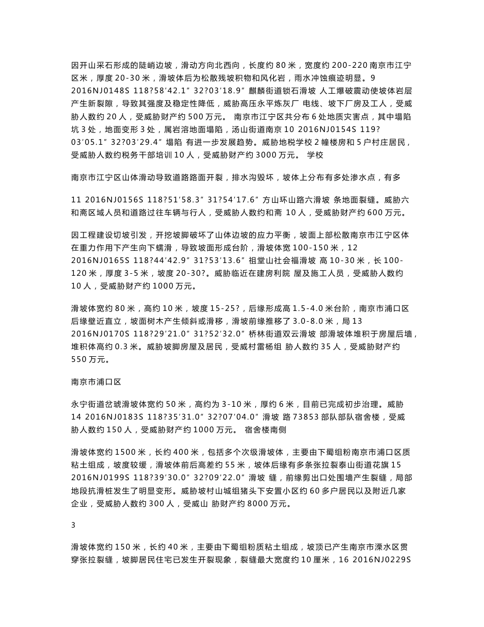 江苏省重要地质灾害隐患点、危险点汇总表_第3页