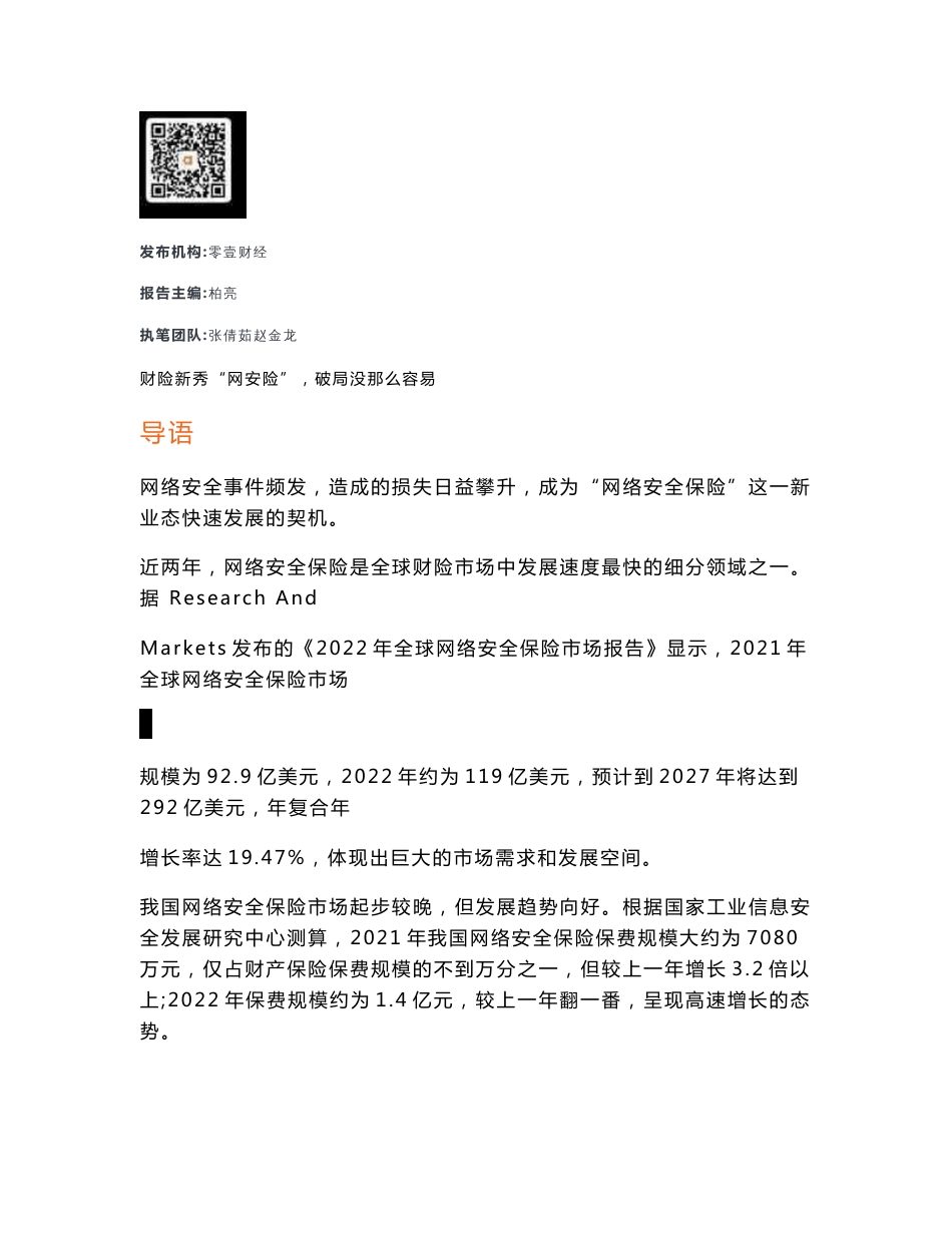 【行业报告】零壹智库-财险新秀“网安险”，破局没那么容易（附表：网络安全保险备案产品203款）_市场_第2页