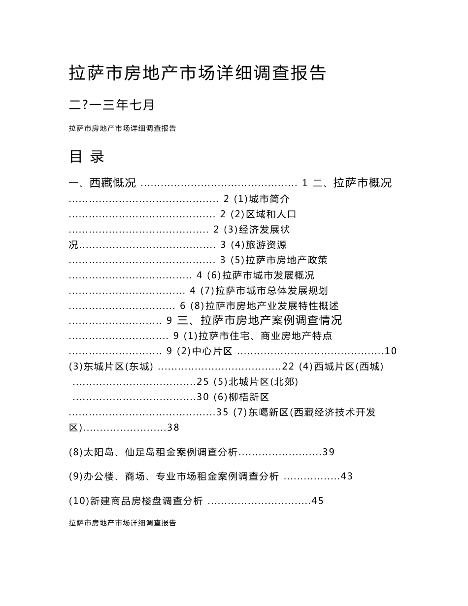 拉萨市房地产市场详细调查报告_第1页