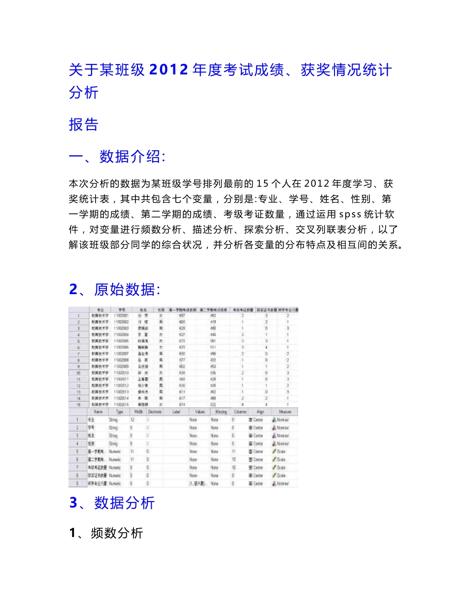 SPSS数据分析报告_第1页