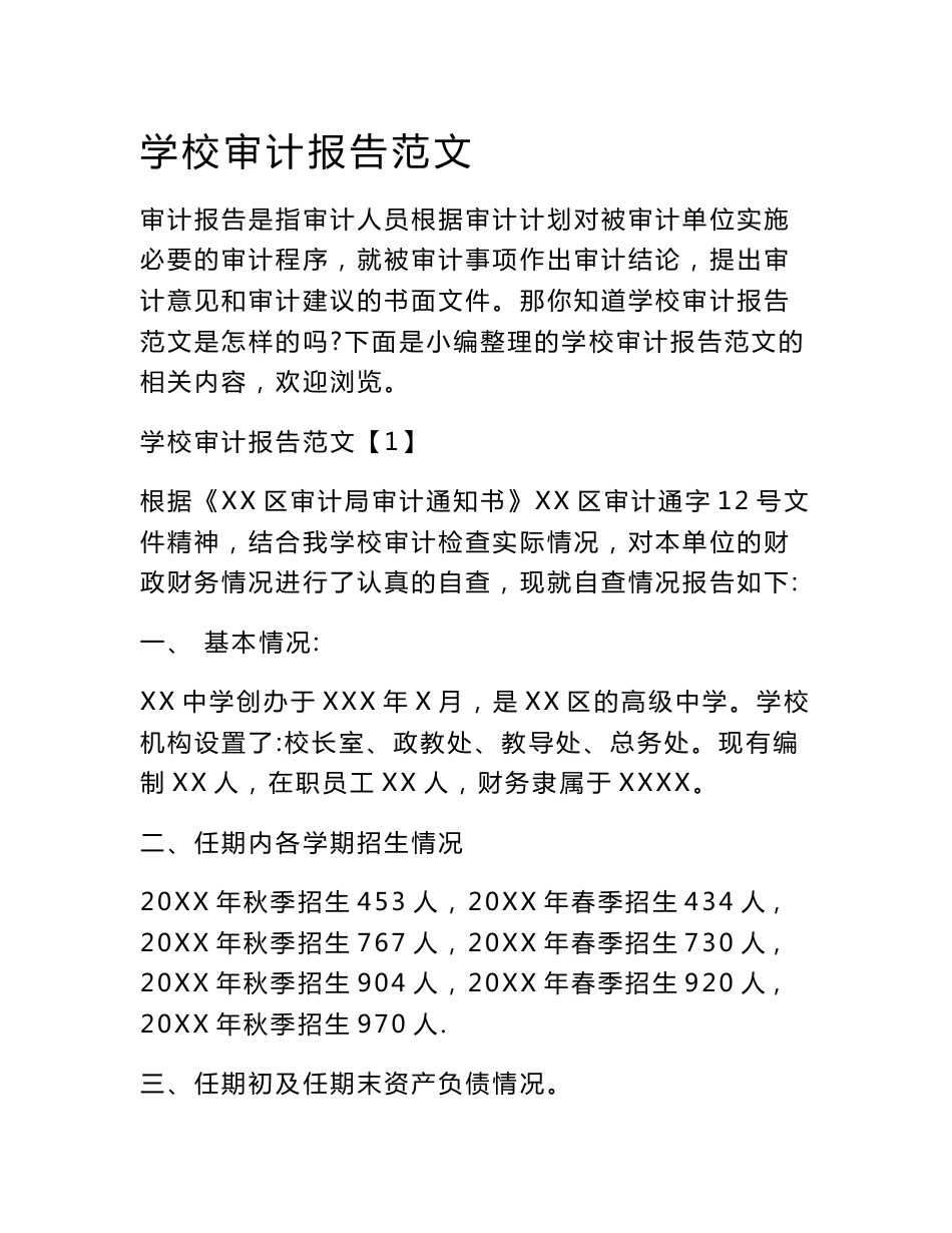 学校审计报告范文_第1页