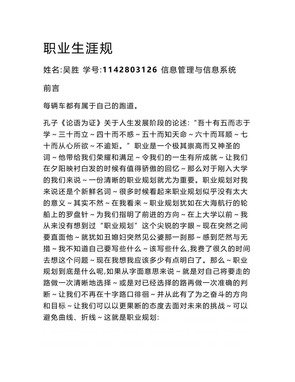 信息管理与信息系统职业规划_第1页