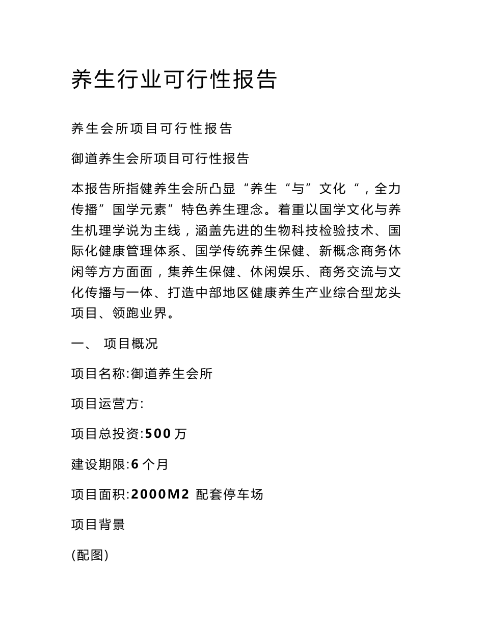 养生行业可行性报告_第1页