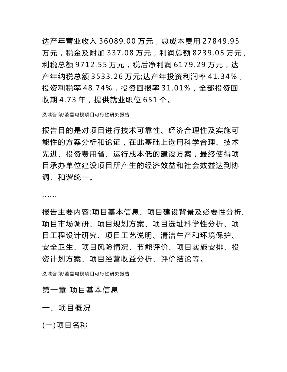 液晶电视项目可行性研究报告_第2页