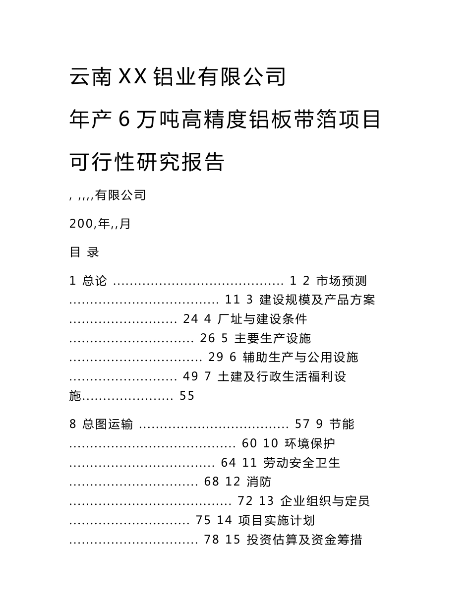 某铝业公司年产6万吨高精度铝板带箔项目可行性研究报告_第1页