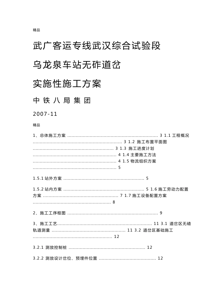 客运专线18号无砟道岔实施性施工方案_第1页