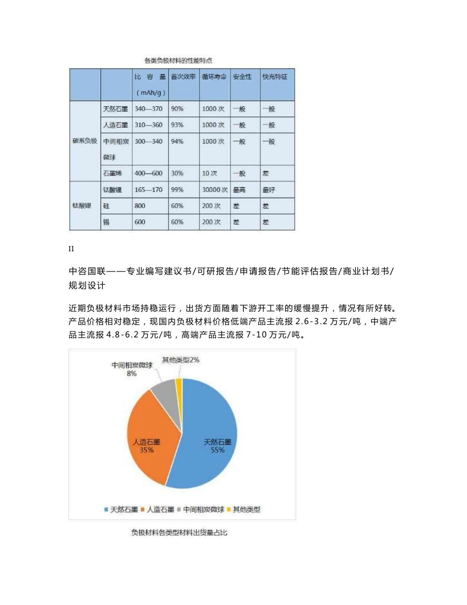 锂离子电池负极材料项目可行性研究报告申请报告案例可编辑_第2页