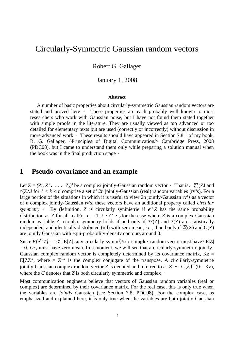 CircularlySymmetric Gaussian random vectors  _第1页
