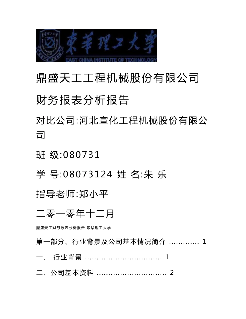 （最新）财务报表分析报告之模板_第1页