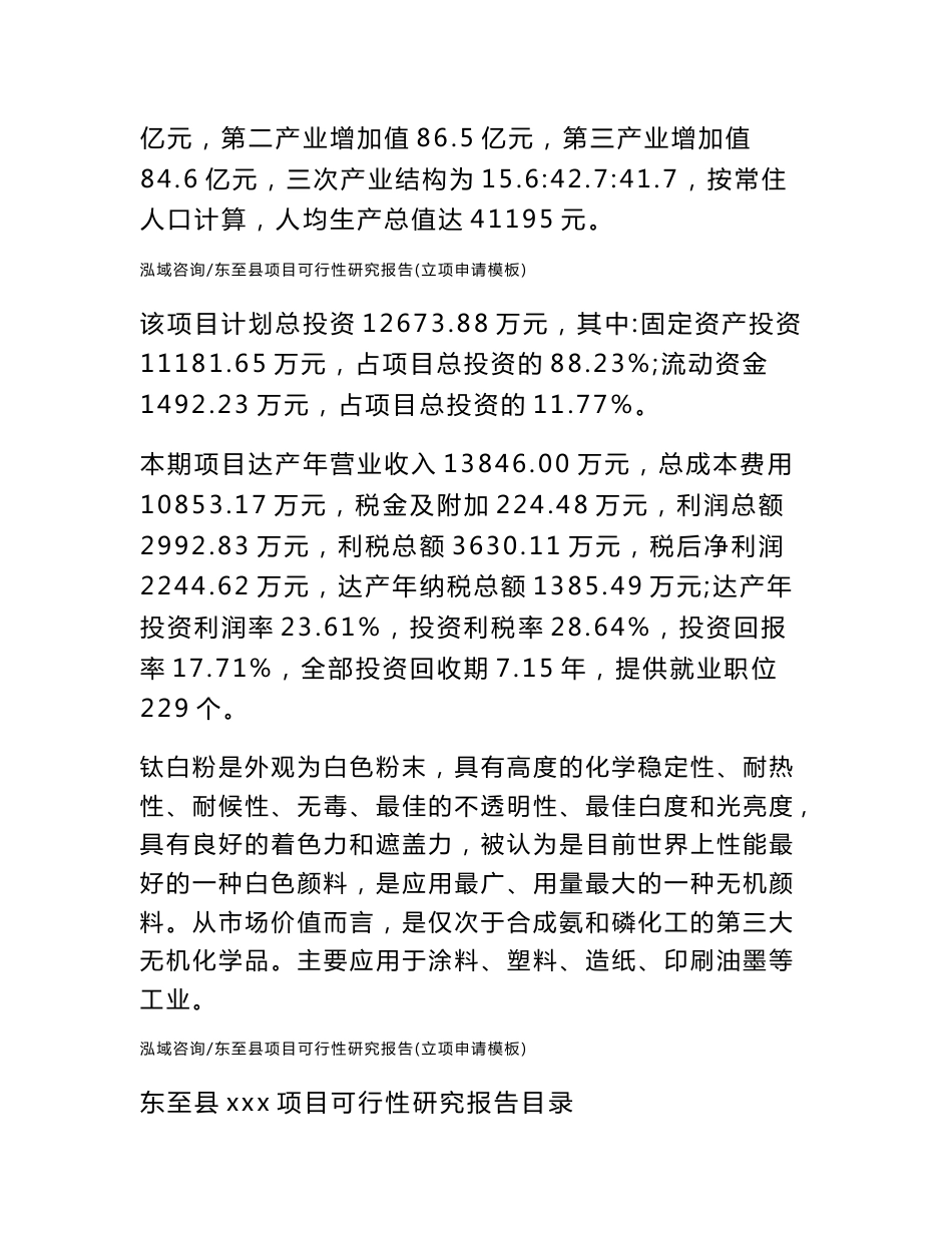 东至县项目可行性研究报告（立项申请模板）通用模板_第2页