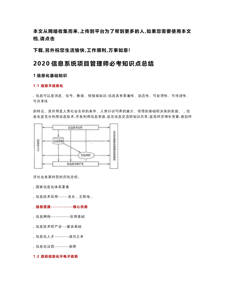 2020信息系统项目管理师必考知识点总结_第1页