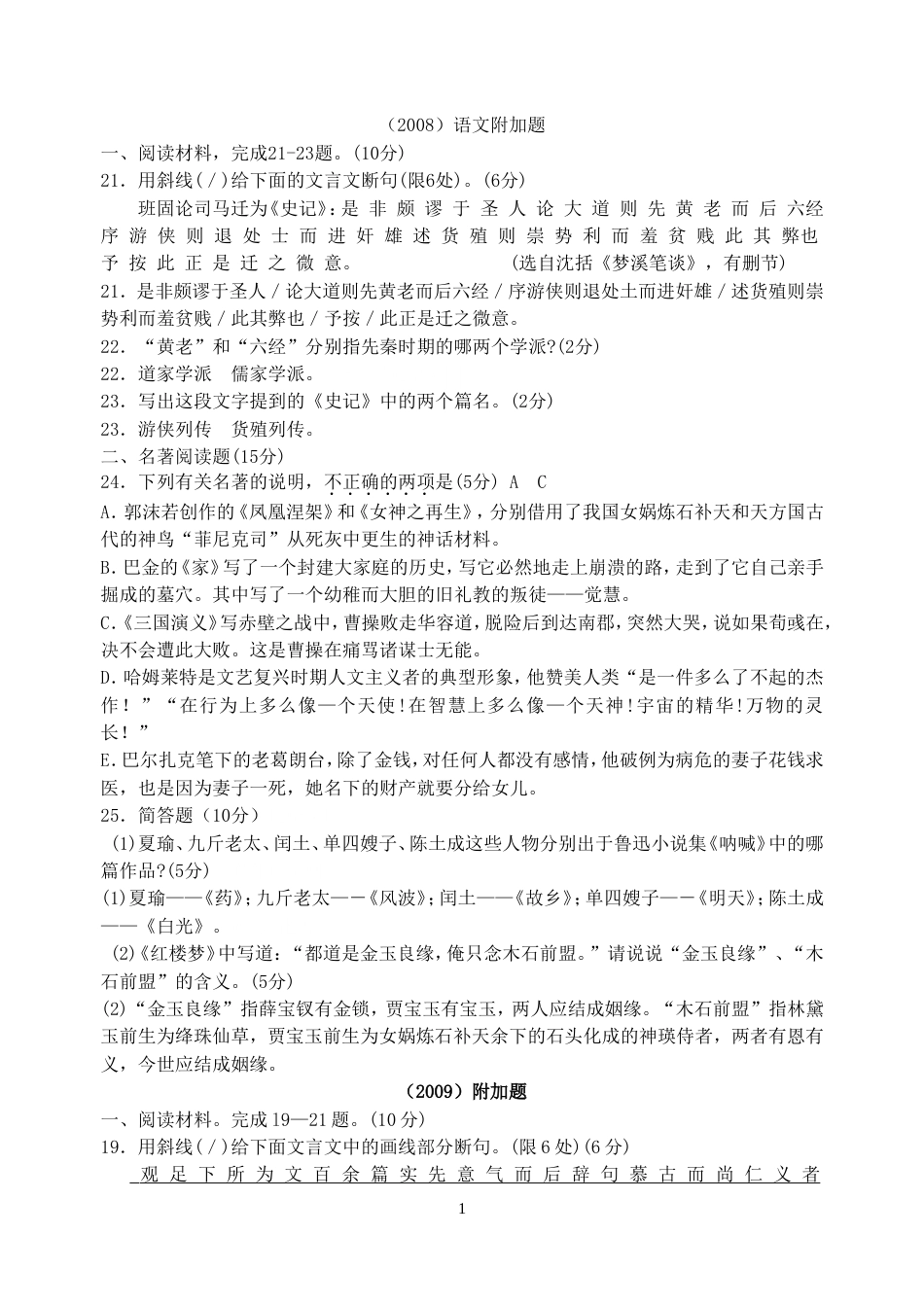 2008江苏省高考语文附加题汇总_第1页