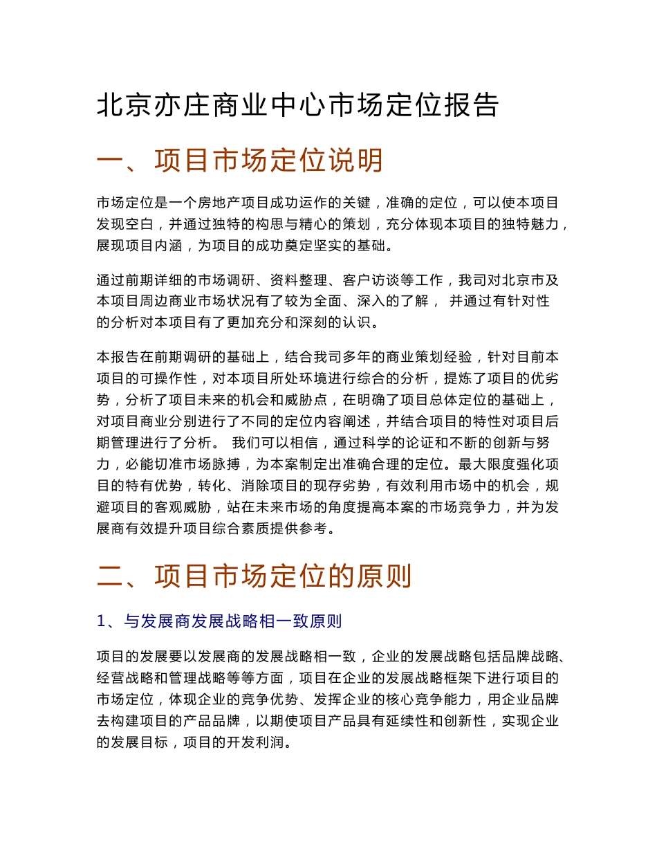 北京亦庄商业中心市场定位报告_第1页