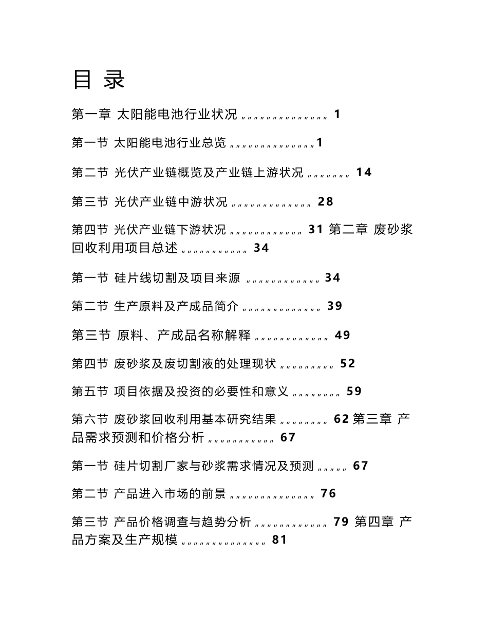 某太阳能电池硅片企业废砂浆回收利用项目可行性研究报告_第1页