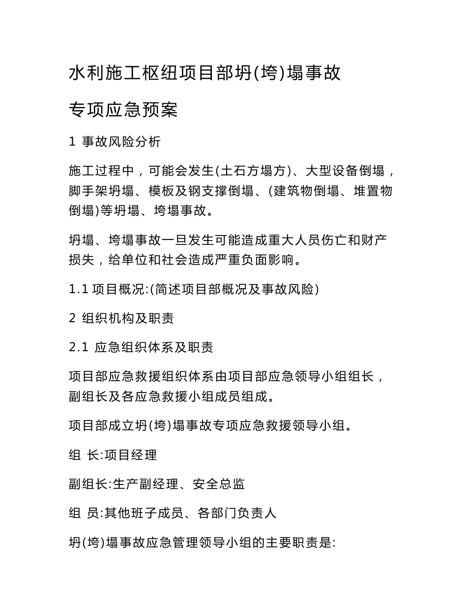 水利施工专项应急预案(范本)_第1页