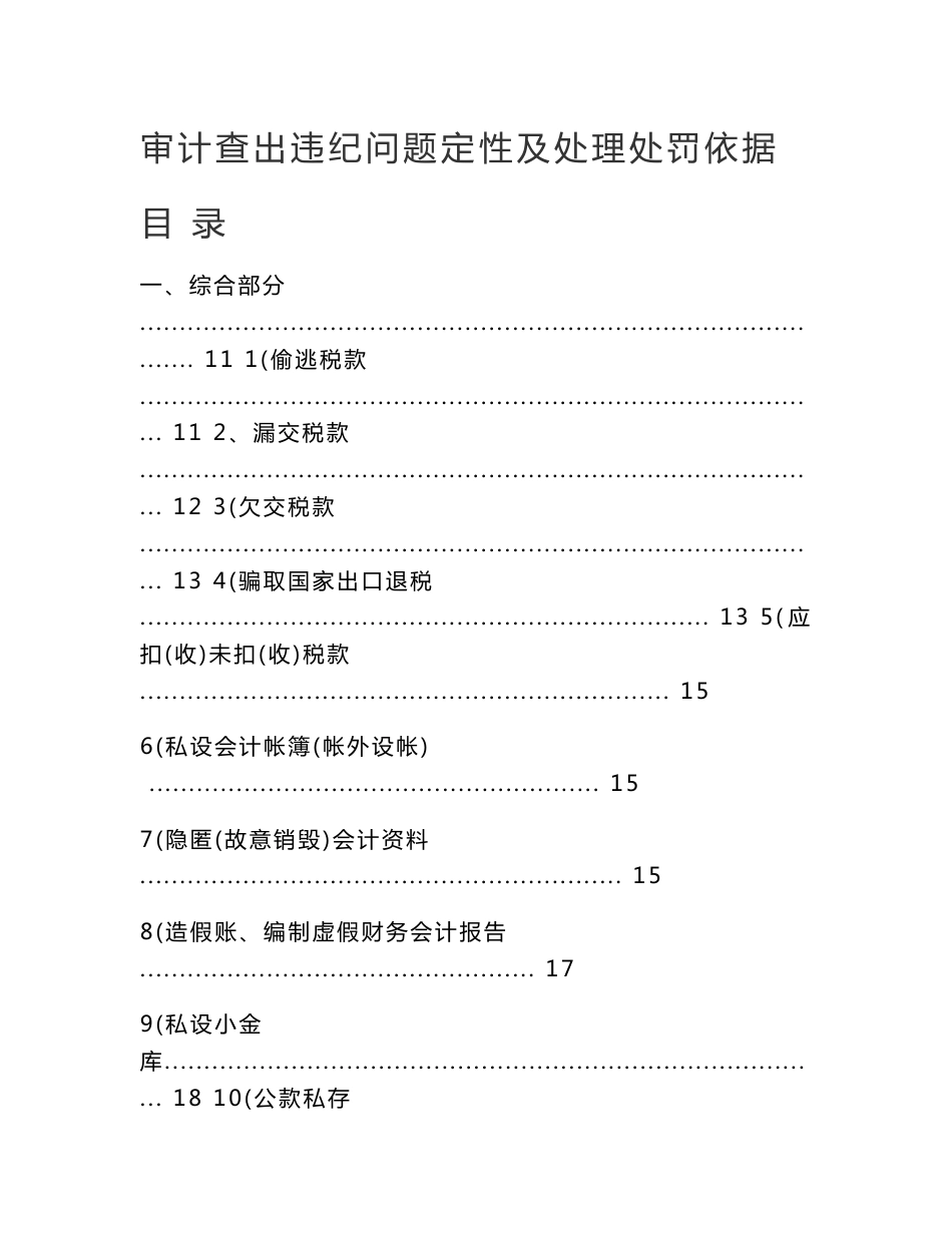 审计查出违纪问题定性及处理处罚依据_第1页