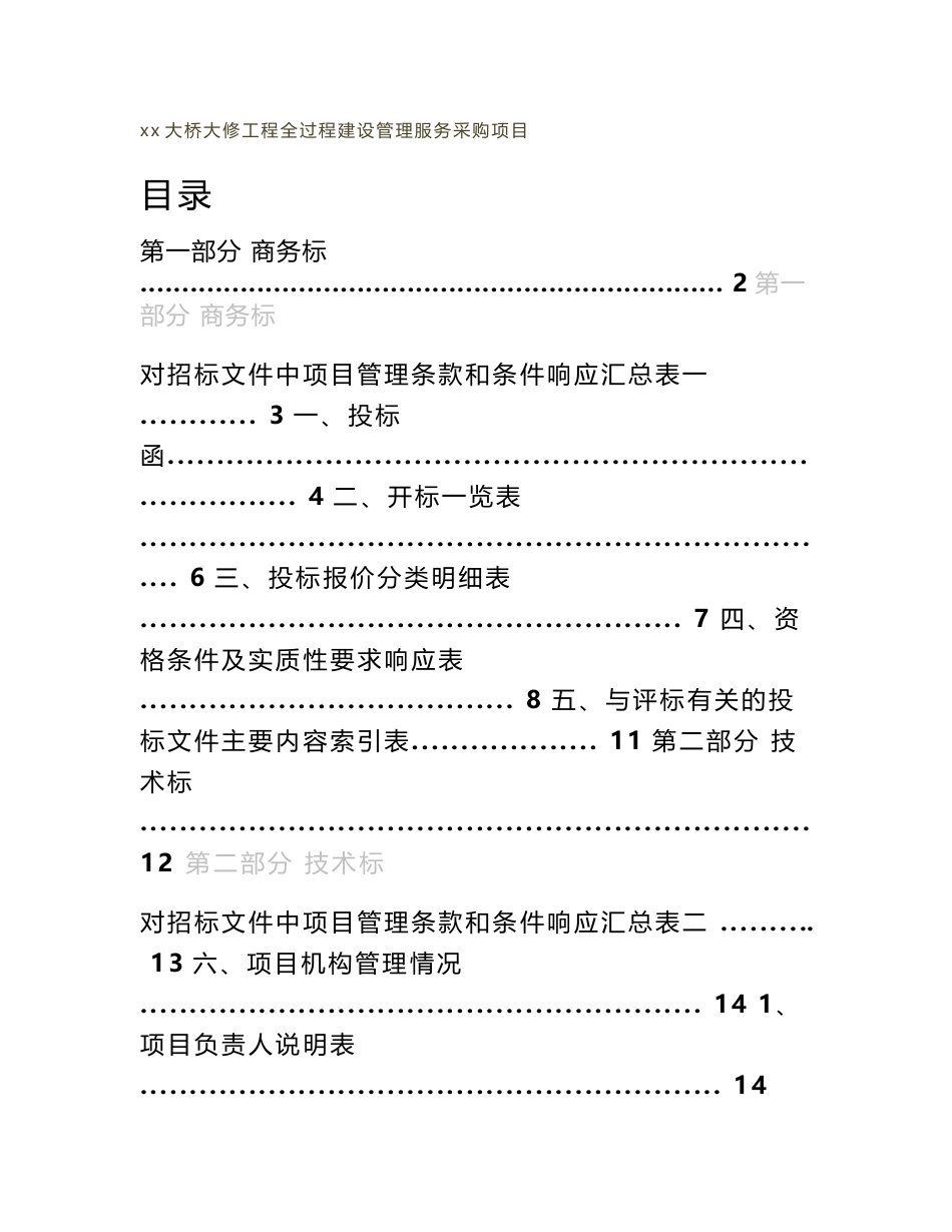 桥梁大修工程全过程建设管理服务采购项目投标文件_第1页