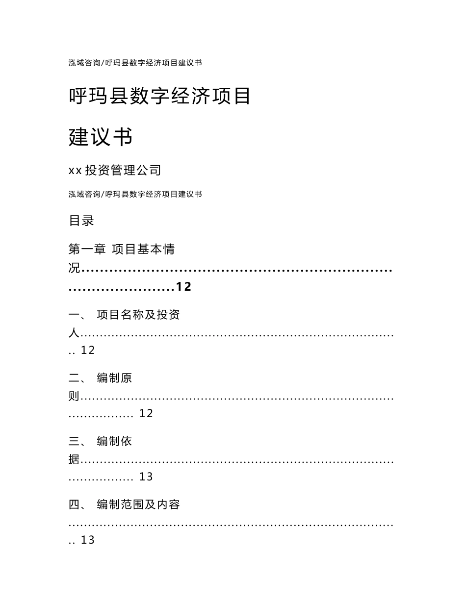 呼玛县数字经济项目建议书参考范文_第1页