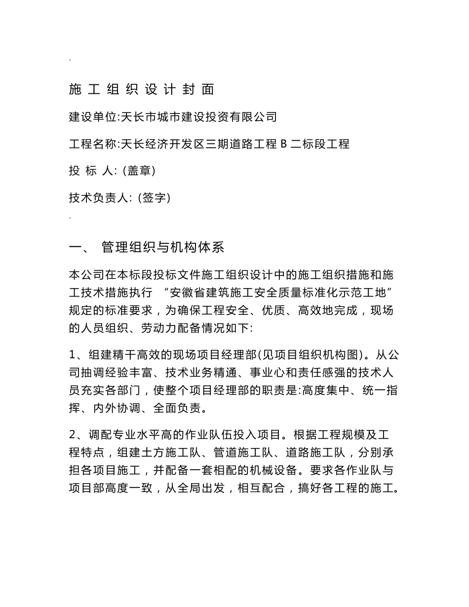 市政道路工程投标文件施工组织设计_第2页