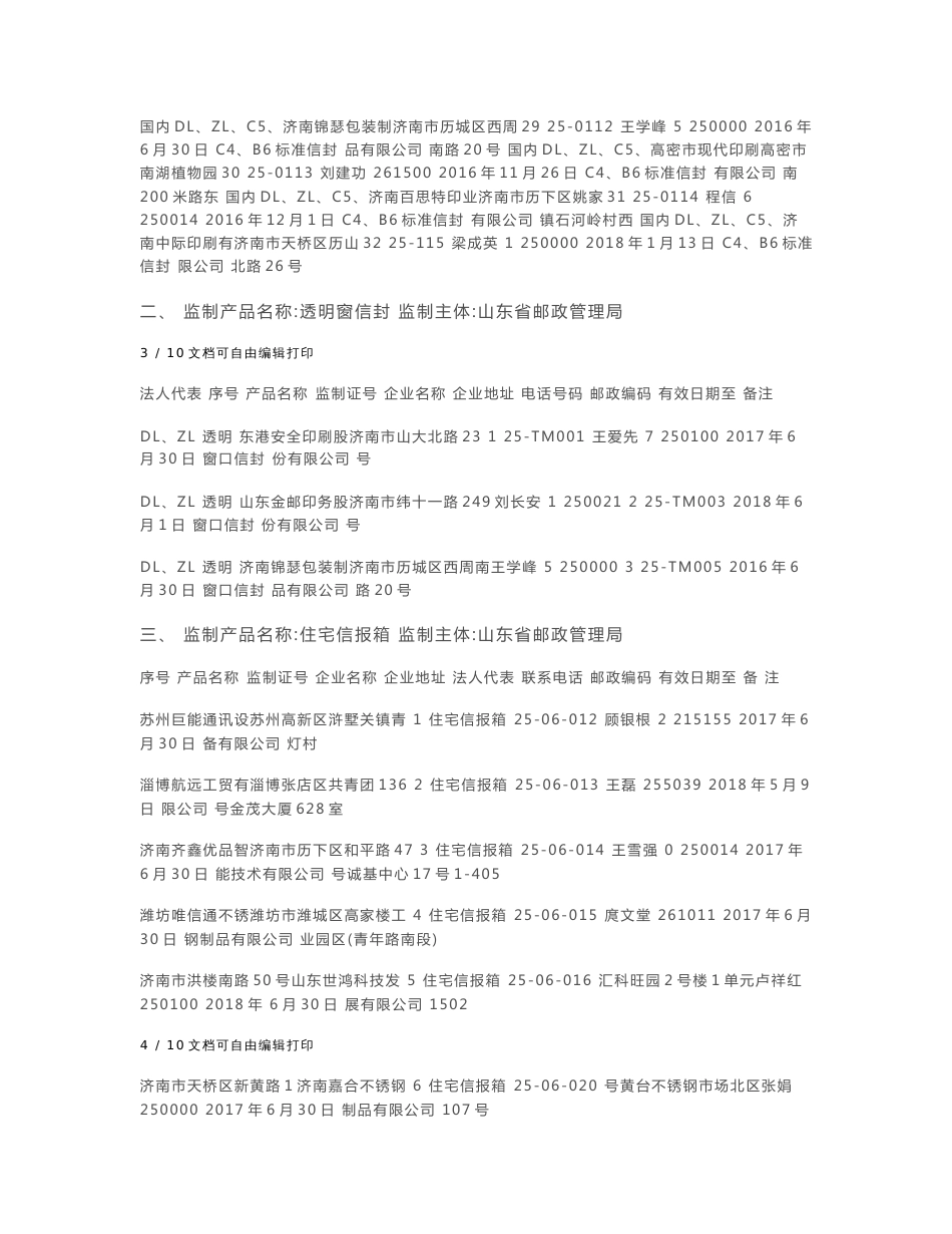 取得邮政用品用具生产监制证企业名录_第3页